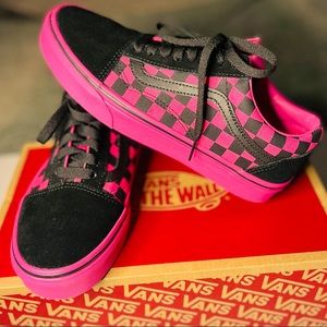 pink checkered vans size 4